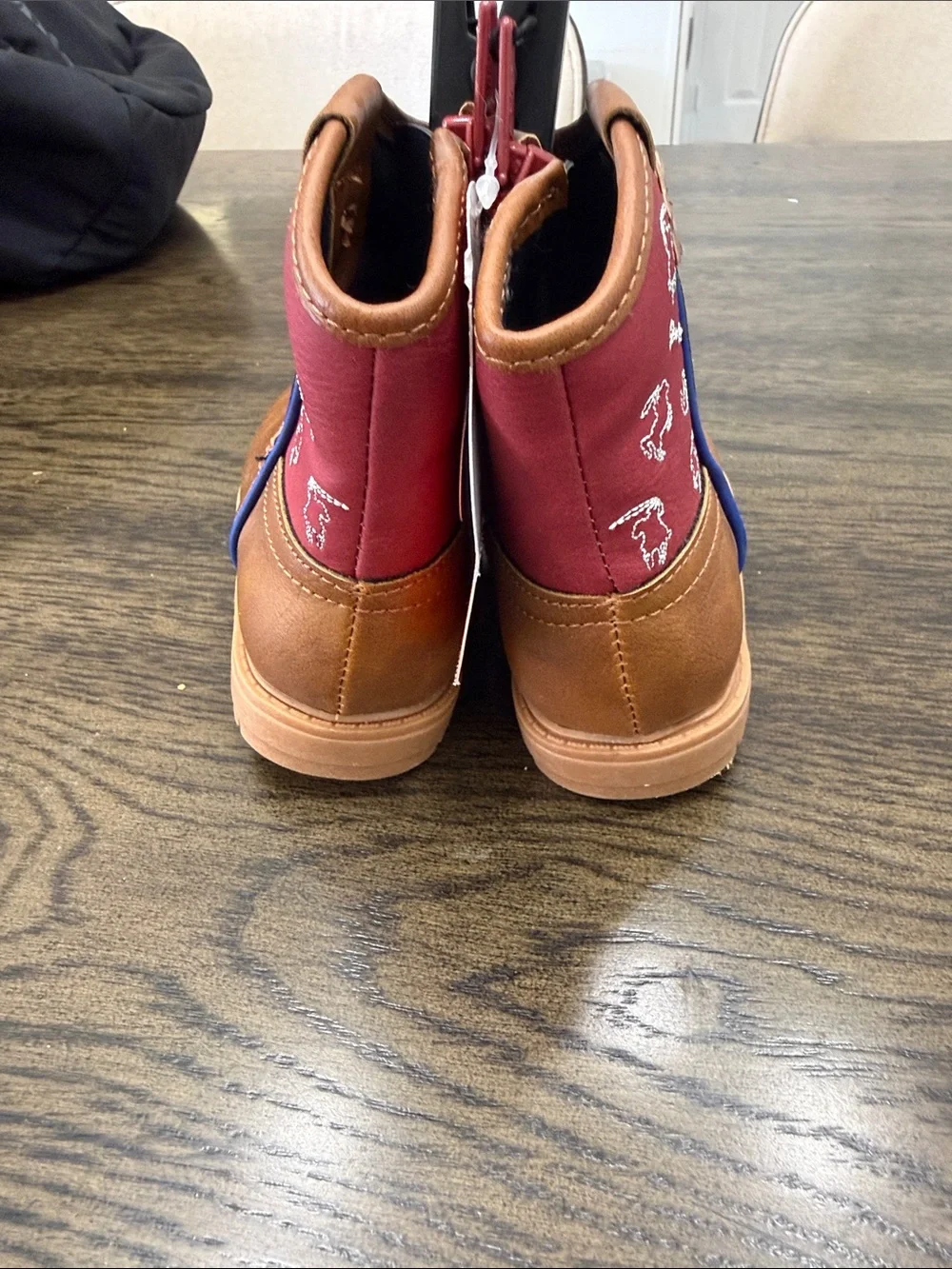 wonder nation Brown and Burgundy Cowboy Pull-On Kids Boots